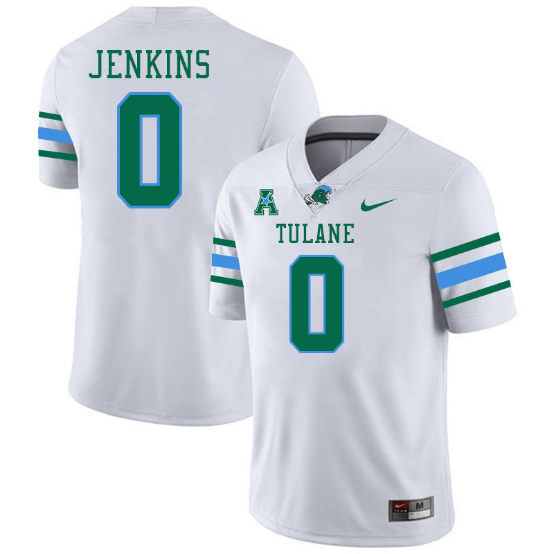 #0 Patrick Jenkins Tulane Green Wave Jersey College Football Uniforms,Apparels Stitched-White